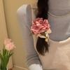 1Pc Fashion Rose Flowers Hair Elastic Band With Bell, Vibrant Floral Pattern, Soft Fabric Headband