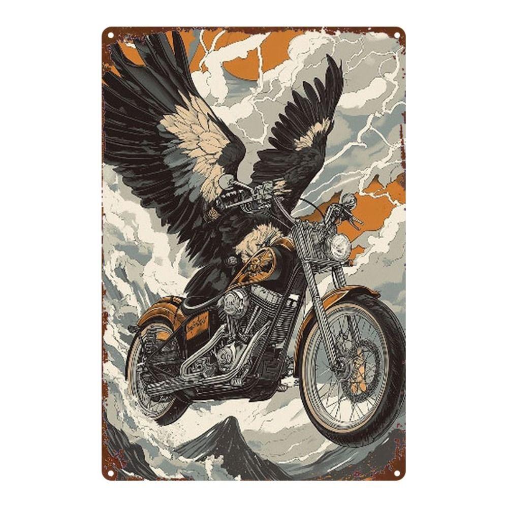 Vintage Motorcycle Metal Tin Sign Retro Biker Garage Wall Decor Industrial Style Art