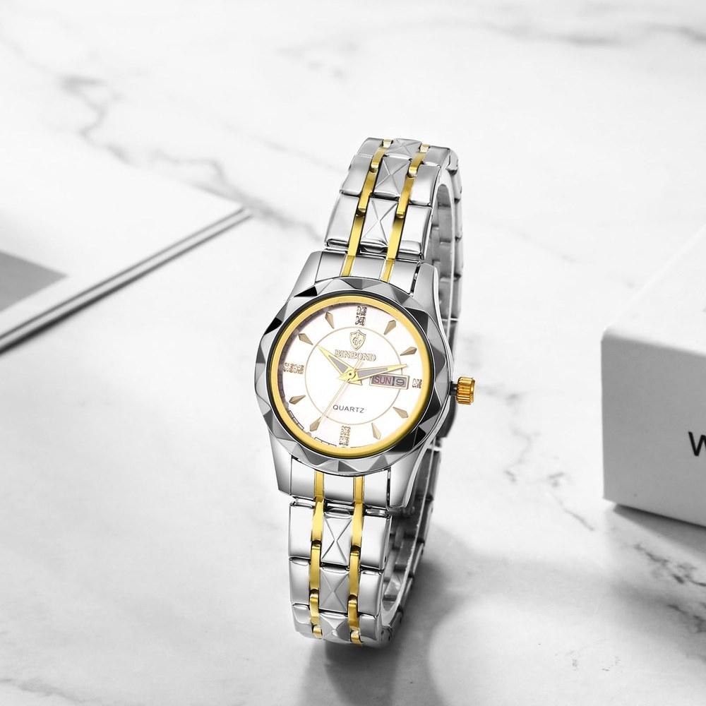Oidea Ladies' Analog Quartz Watch Luminous Dial Date Day Waterproof Stainless Steel Band Silver