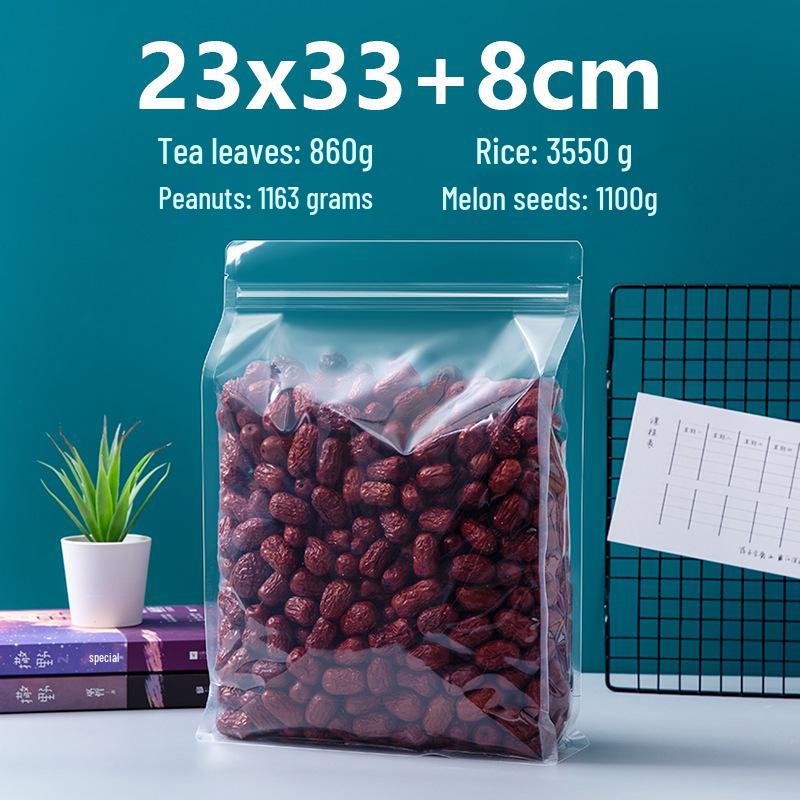 Frosted Transparent Self-Sealing Snack Bag with Handle for Dried Fruit and Tea Storage