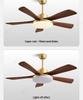 Mid-Century Walnut Ceiling Fan Light for Nordic Living Room, Bedroom, or Dining Room - Solid Wood Design