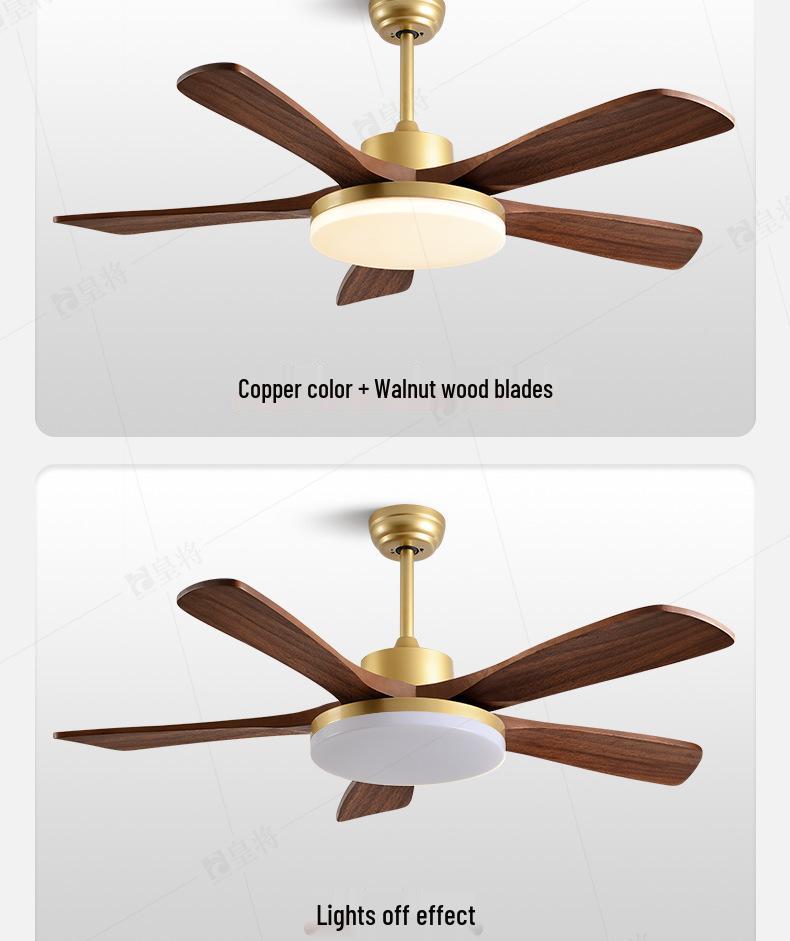 Mid-Century Walnut Ceiling Fan Light for Nordic Living Room, Bedroom, or Dining Room - Solid Wood Design