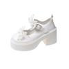 Ladies Shoes 2024 Mary Janes Women's High Heels Fashion Dress Pumps Women Bow Tie Round Toe Buckle Strap Square Heel Shoes Pumps