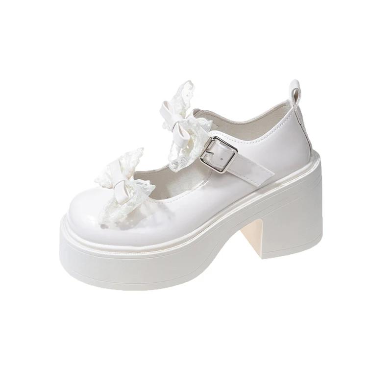 

Женская обувь 2024 Мэри Джейн Женские туфли на высоком каблуке Модные туфли-лодочки Женские туфли с бантом Круглый носок Ремешок с пряжкой Квадратный каблук Туфли-лодочки 35 бежевый