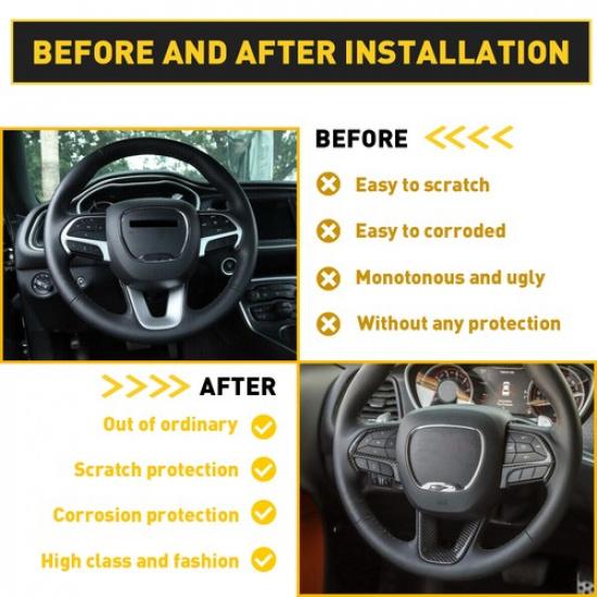 Zierblenden und Blenden für das Lenkrad aus Kohlefaser für Dodge Charger ab 2015