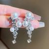 Simple Stylish Simulated Pearl Earrings with Cubic Zirconia Fashionable Women Silver Color Luxury Trendy Jewelry