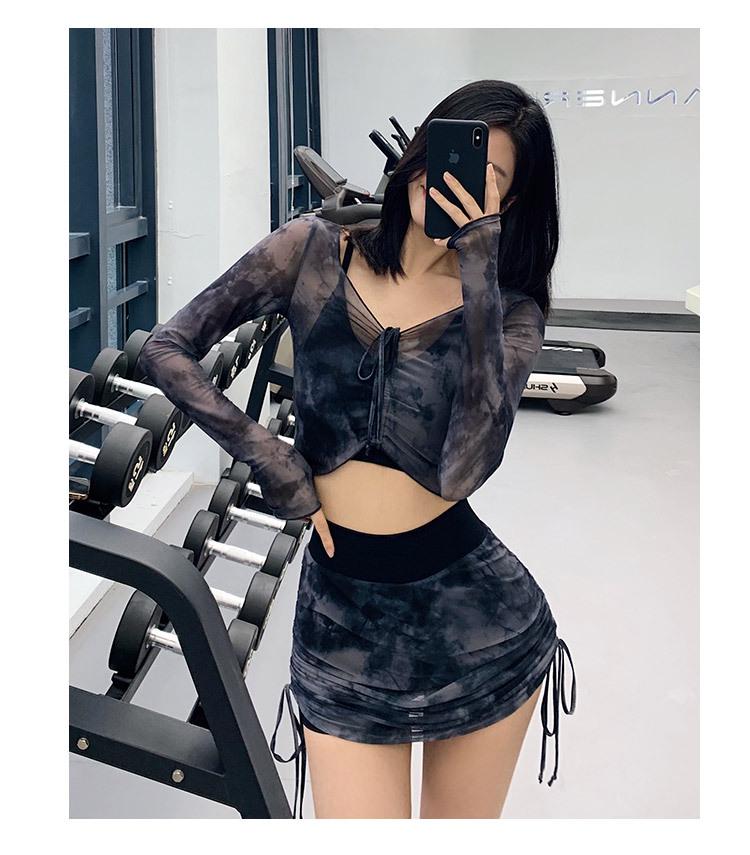 Jupe plissée en maille tie-dye pour femme - Séchage rapide, taille haute, pour le yoga et le tennis