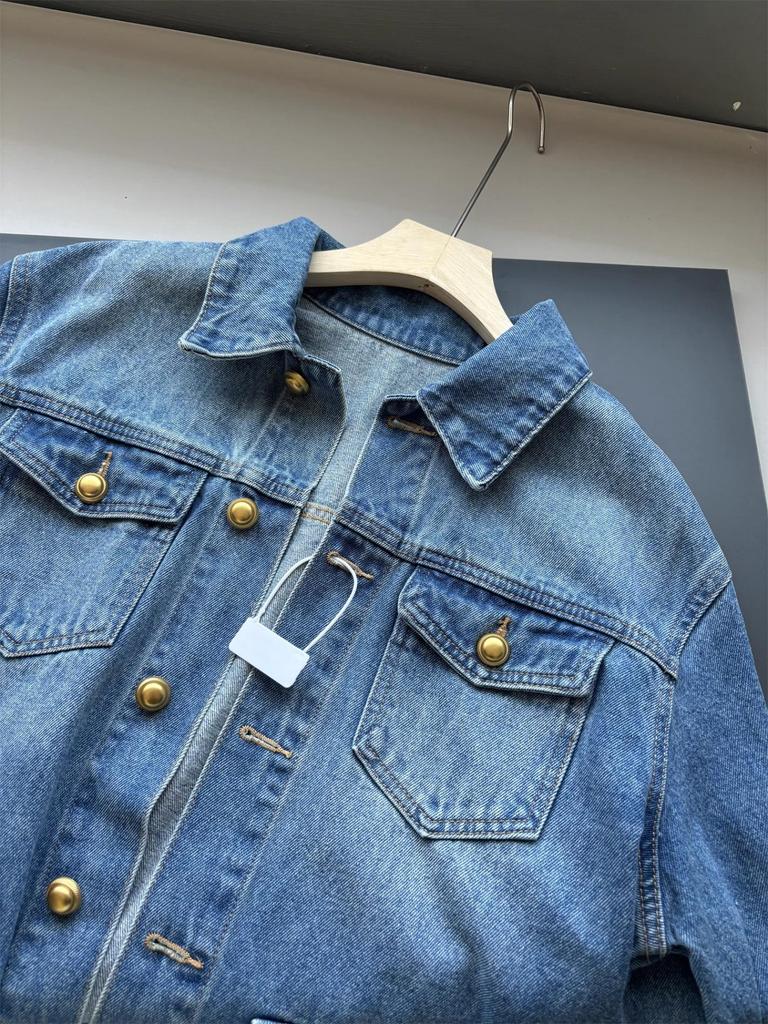 Hong Kong Style Retro Washed Women's Denim Jacket - 2025 Spring/Autumn Loose Casual Fashion Top