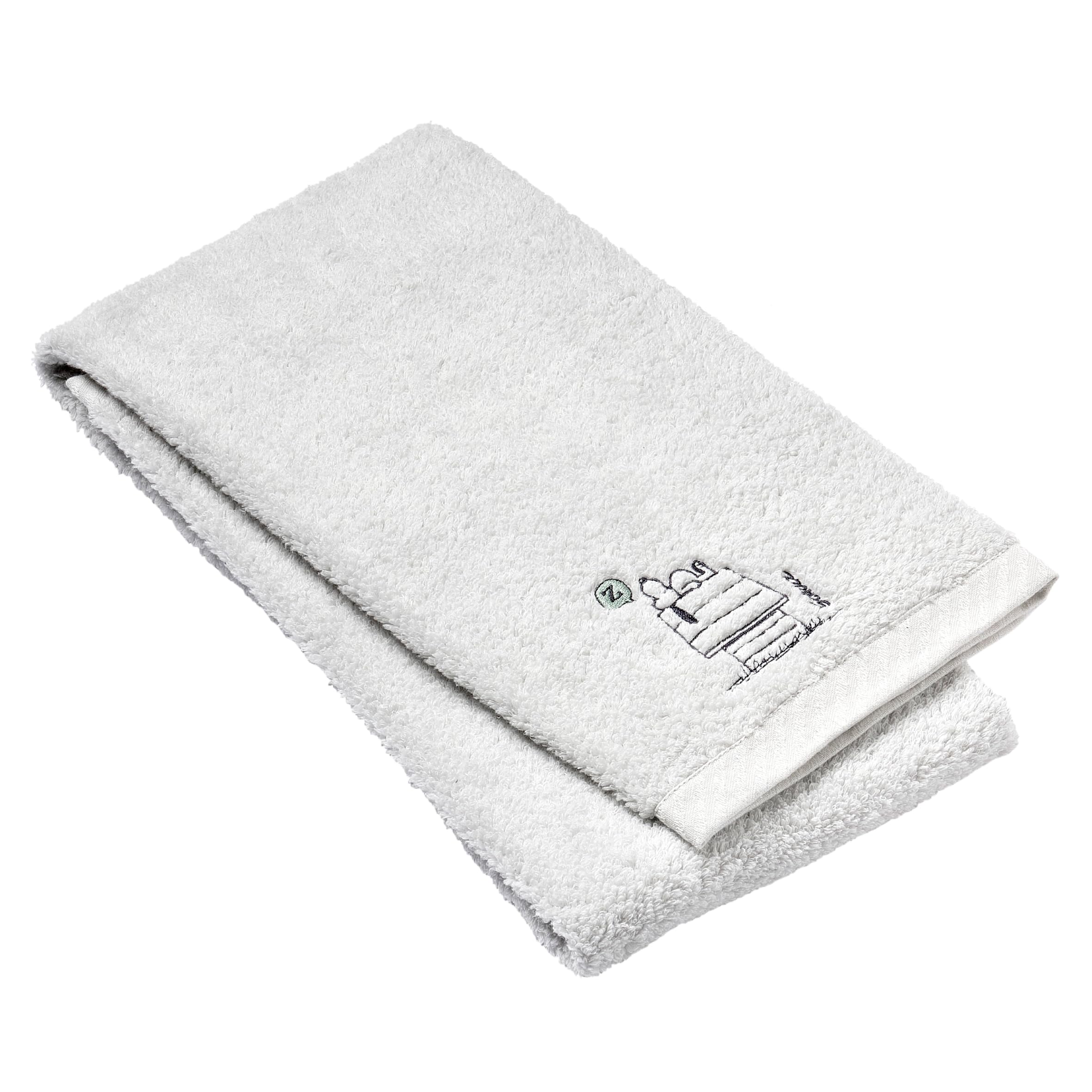 

Nishikawa Snoopy Bath Made with Untwisted Yarn for a and Absorbent with Embroidered Made in Light Happiness Towel, 60x120cm, Washable, 100% Cotton, серый