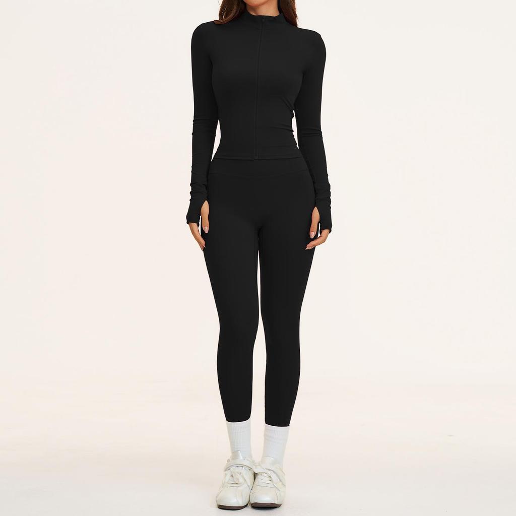 Women's Zipper Long Sleeve Yoga and Fitness Set - Autumn/Winter Slim Fit Sportswear