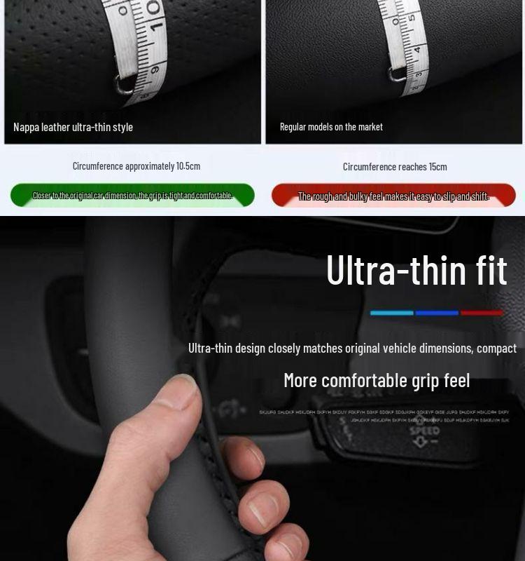 Volkswagen Steering Wheel Cover: Genuine Leather, Sweat-Absorbent, Universal Fit, Non-Slip, for Lavida, Sagitar, Magotan, Tayron, CC, T-Roc, Tiguan