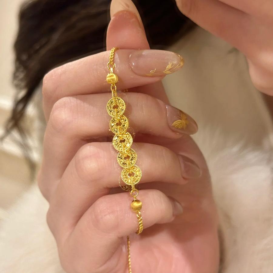 Exploding Crushed Ice Ice Five Emperors Copper Coins Sand Gold Necklace Lucky Treasure Bracelet Qian Duoduo Clavicle Chain Female