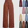 Damen Vintage High Waist Cord Weite Beine Lässig Gerade Lange Hosen