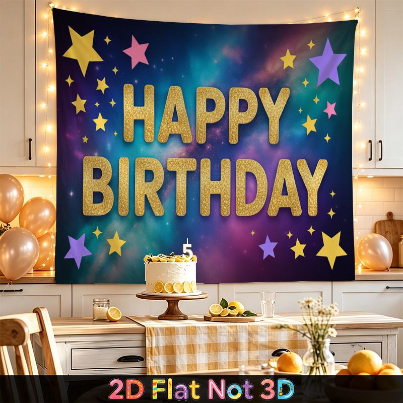 Party Backdrop Happy Birthday Birthday Stars Photo Booth Background Front Door Decor