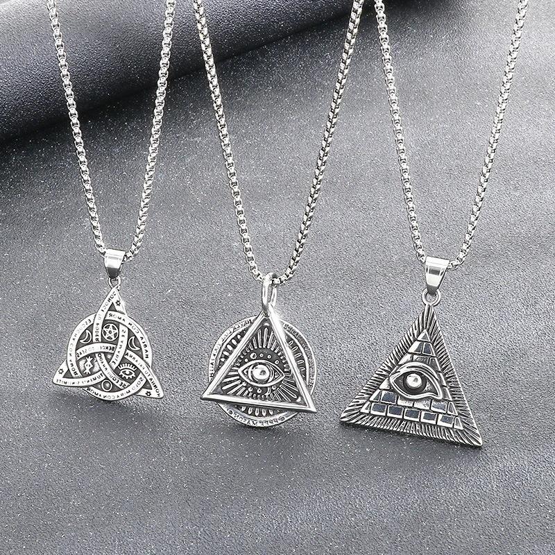 Retro Dreiecksknoten Anhänger Herren Antikes Pyramidenauge des Horus Herren Anhänger
