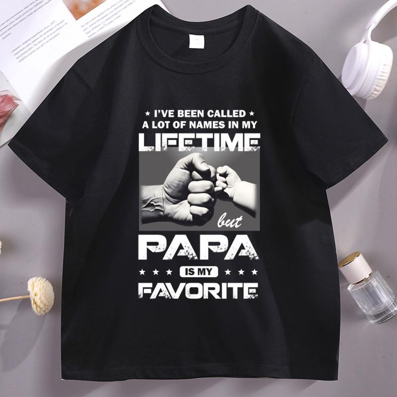 Papa Fathers Day Tshirt Unisex Women Cotton Short Sleeve Father Tshirt Vintage Round Neck T Shirts Breathable Round Neck Tshirts