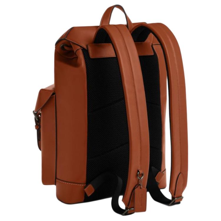 Coach Warner 31 Adjustable Strap Leather Backpack Large Unisex backpack Brown CBI65-QBTN2