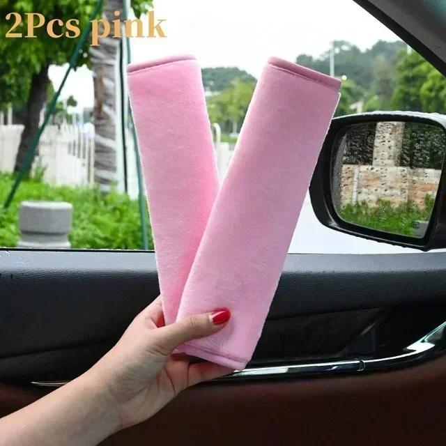 Soft Short Plush Car Seat Belt Pad - Universal Cushion with Cover, Shoulder Seat Belt Cushion & Interior Accessory