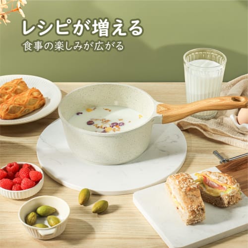 sensarte 18cm Ceramic Saucepan, PFAS-Free, Non-Stick, Induction Cooktop, Single-Serving, Milk Pan, Easy to Clean, with Lid