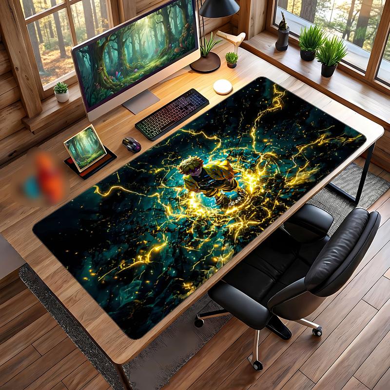 Agatsuma Zenitsu Printed Mouse Pad Non-Slip Waterproof Rubber Desk Mat for Gaming Office Laptop Home Decor Gift