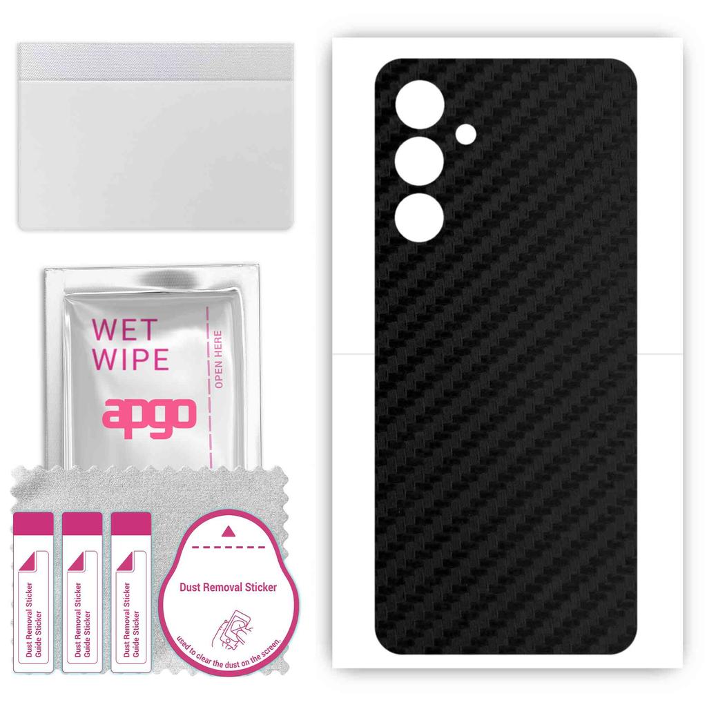 apgo Sticker protector de piele pentru spate compatibil cu Samsung Galaxy A14 5G, Folie Wrap, Folie, Vinil - Model Negru Carbon