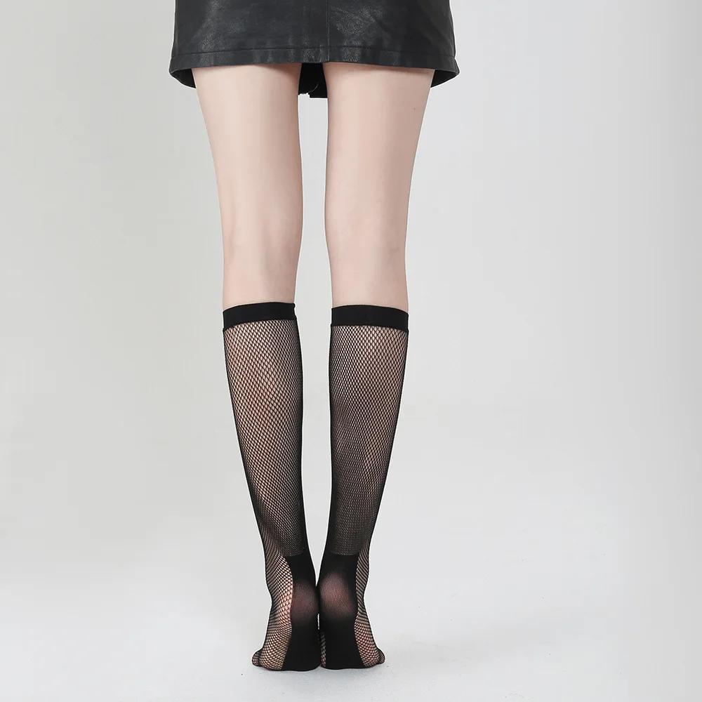 Dark Crew Net Stockings Spring Summer Chic Trendy Mid-Calf Hosiery Airy Comfy Bulk Pricing Black Mesh Socks Fashion Legwear