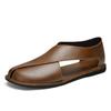 Men's Summer Closed-Toe Cross-Strap Cowhide Sandals - Breathable Non-Slip Roman Beach Shoes
