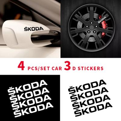 AAFO1 4Pcs Car Door Handle Stickers Tire Rear View Mirror Decals Decoration For Fabia Octavia Karoq Kodiaq Kamiq Superb Rapid