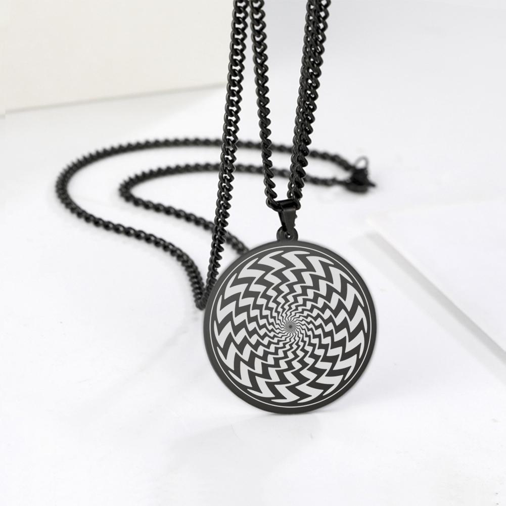 Dawapara The Illusion of Amulet Pendant Necklace Geometric Hypnosis Talisman Stainless Steel Jewelry Gift for Men Women
