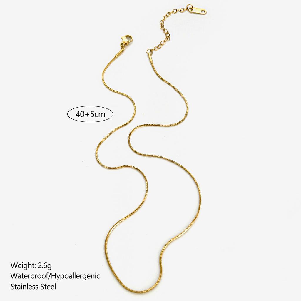 GHIDBK Minimalist Stainless Steel 1mm 2mm 4mm Flat Snake Chain Hollow Heart Pendant Necklace for Women Fashion Stackable Zircon