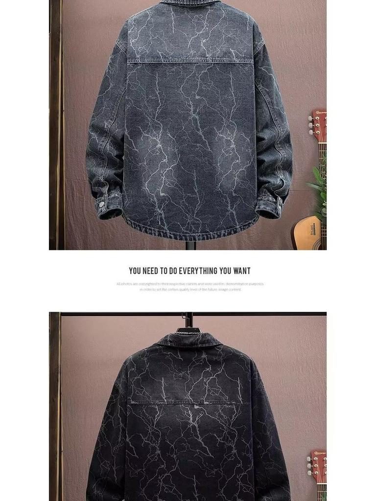 Herren Retro Denim Reversjacke - Gewaschen, Used-Look und Cool für Herbst/Winter High Street Mode.