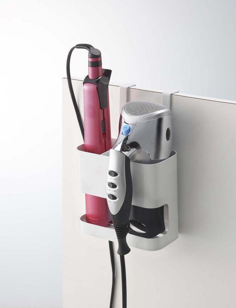 Yamazaki Hair Dryer & Hair Iron Holder, White, Approx. W16 X D8.5 X H14cm, Beautes Hair Dryer HolderHair Iron Storage, 7593