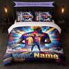 Set Biancheria da Letto Personalizzato con Nome Testo Lamine Yamal 1 Copripiumino+2 Federe Logo Calcio Regalo Personalizzato per Occasioni Speciali Decorazione Camera da Letto
