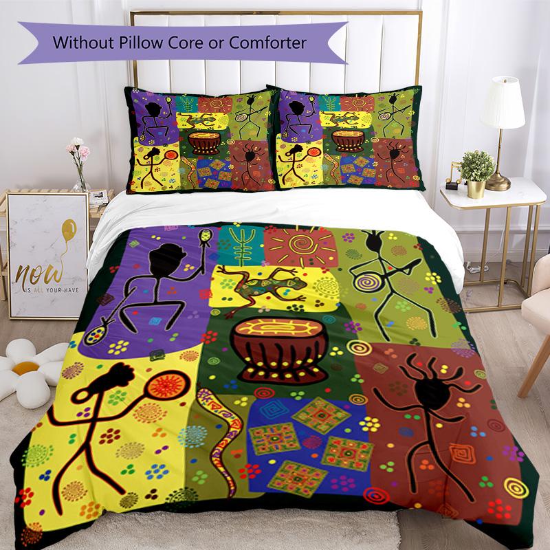 African Style Bedding Set Breathable Duvet Cover with Pillowcases Decorative Bed Linen for Bedroom Home Decoration Birthday Gift