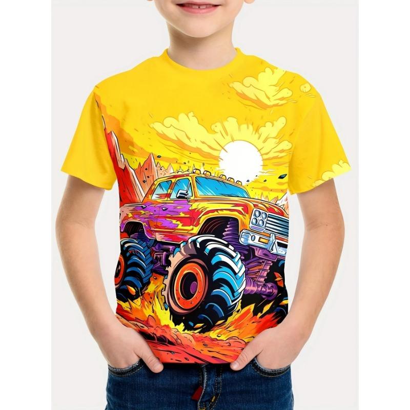 2025 Children's Clothing Car 3D Printed Boy's T-Shirt Graphic T Shirts Short Sleeve Girls Clothes Casual Round Neck Children Top