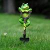 Yousheng Animal Garden Statue Frog Rabbit Turtle on Shovel Resin Ornament Flower Pot Insert Animal Figurine for Bonsai Decoration Outdoor Flower Bed