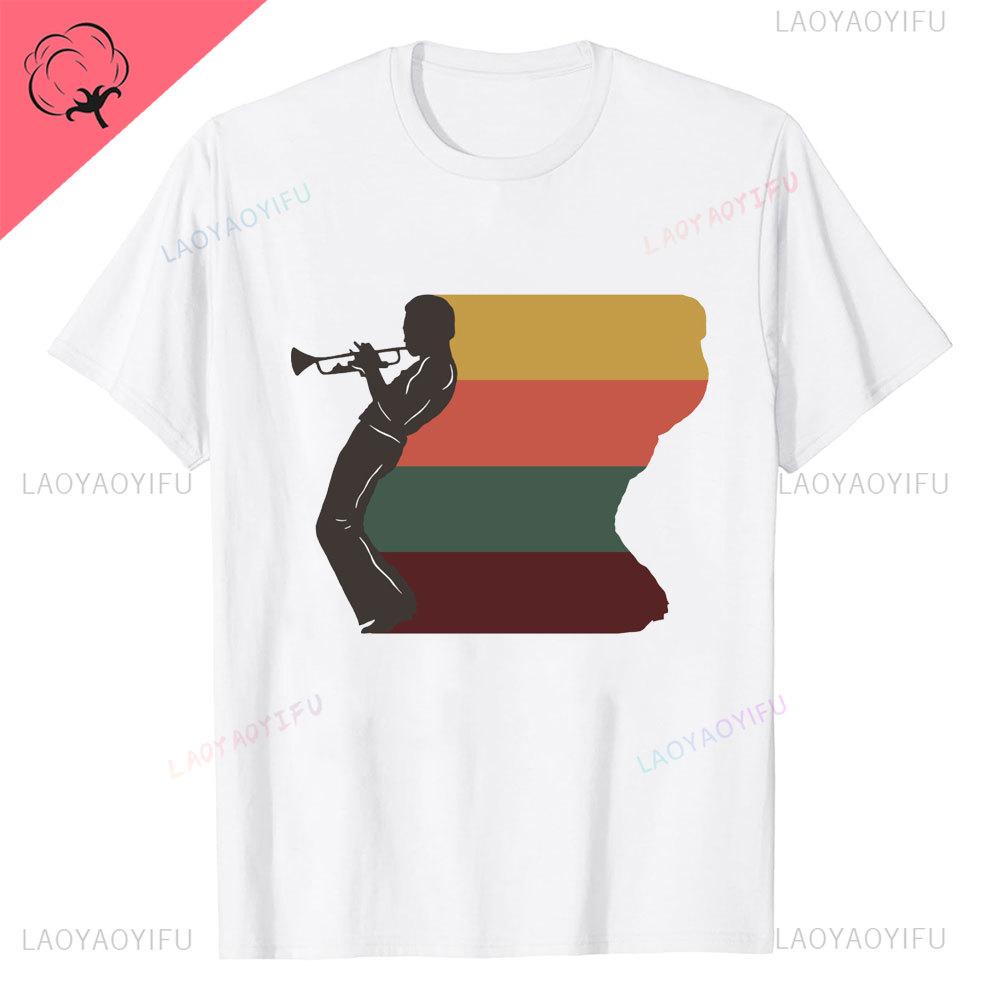 Retro Miles Davis Trumpet T Shirts Casual Tee Shirt Blue Music Gift Short Sleeve Oneck Novelty Funny Printed Classical TShirt