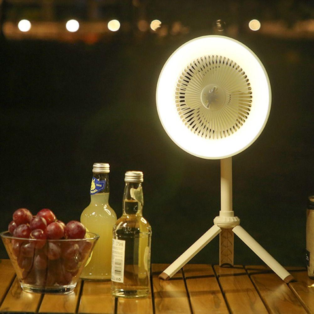 Tripod Stand Portable Camping Fan Led Light Desktop Circulator Cordless Ceiling Fan Office Desk