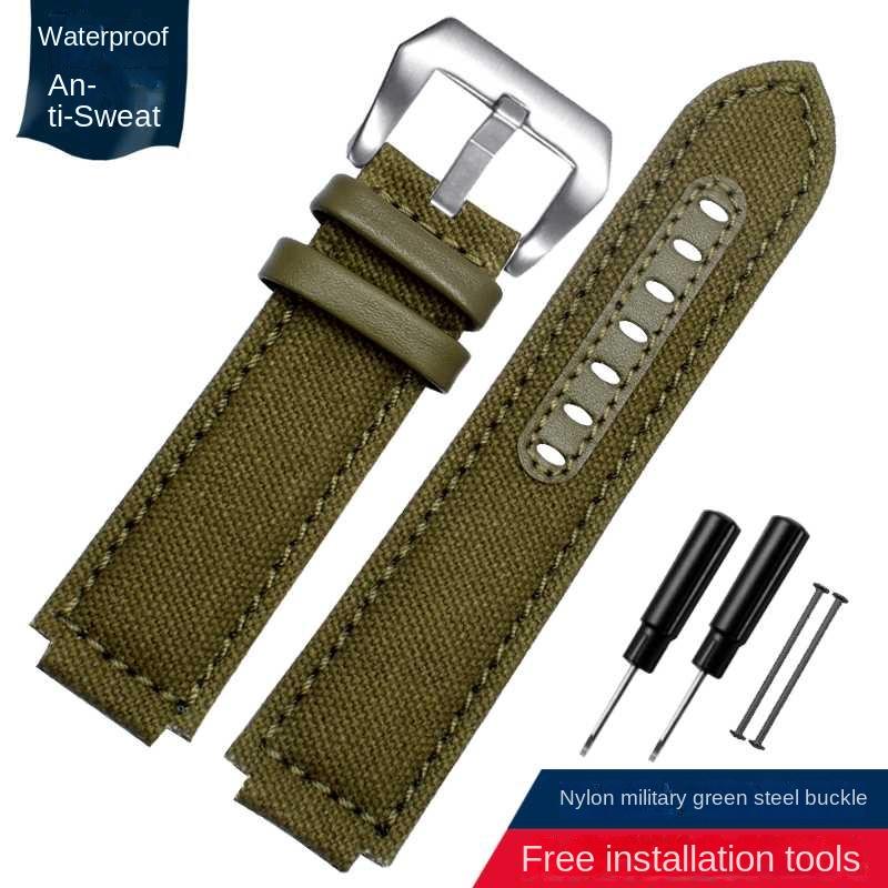 24*16MM Für TIMEX Gezeiten Canvas Konvexes Armband Herren Kompass Armband T2N721 T2N720 TW2T76500 TW2T76300 Serie Nylon Uhrenarmband