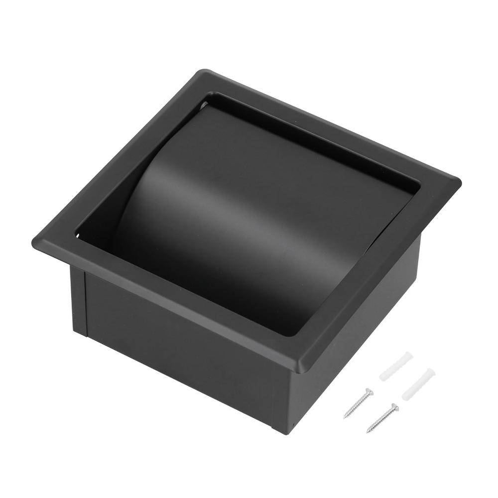 Stainless Steel Recessed Toilet Paper Holder Black Tissue Holder  Bathroom Kitchen Washroom