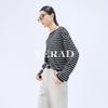 Loose linen acetate striped knitted sweater for women's T-shirt with loose texture