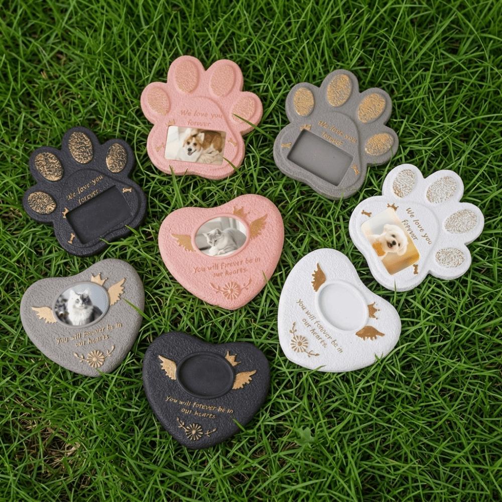 Cement Dog Tombstone Heart Cat Grave Marker Pet Loss Gift Pet Memorial Stone Garden