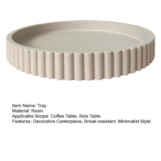 Round Decorative Tray Resin 11'' Diameter Solid Color Tray Minimalist Tabletop