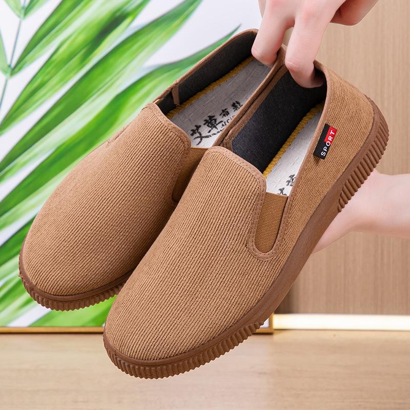 Cloth shoes corduroy middle-aged and elderly kitchen shoes one pedal tooling single shoes casual men's shoes