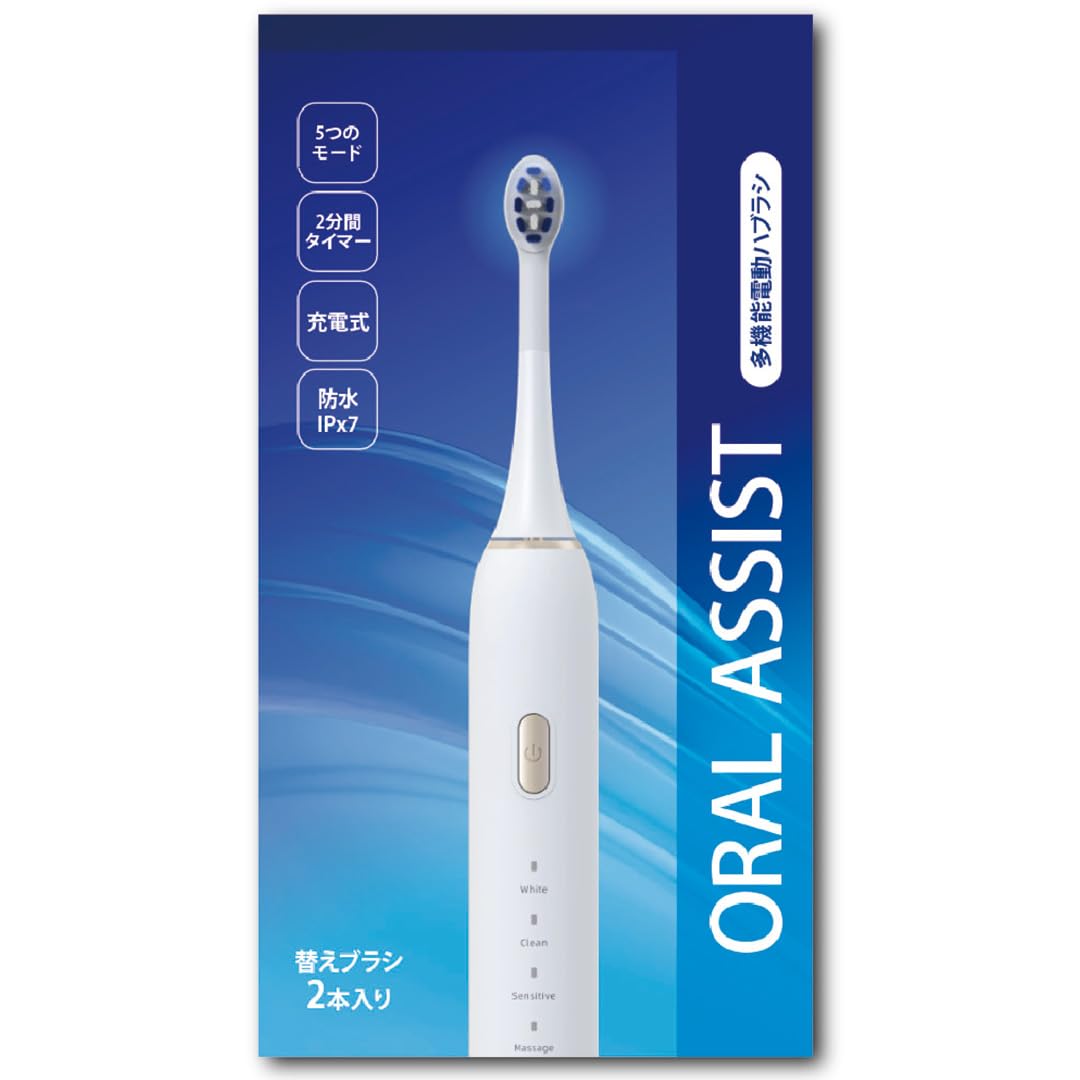 

Oral Assist Suitable for all ages Timer function Pressure sensor function Safety design 5 modes White Includes replacement brush heads IPx7 waterproof белый