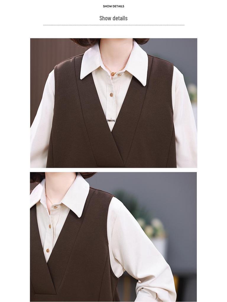 2024 French Chic Sleeveless Vest Dress: Plus Size Mother's Spring & Autumn Fashion