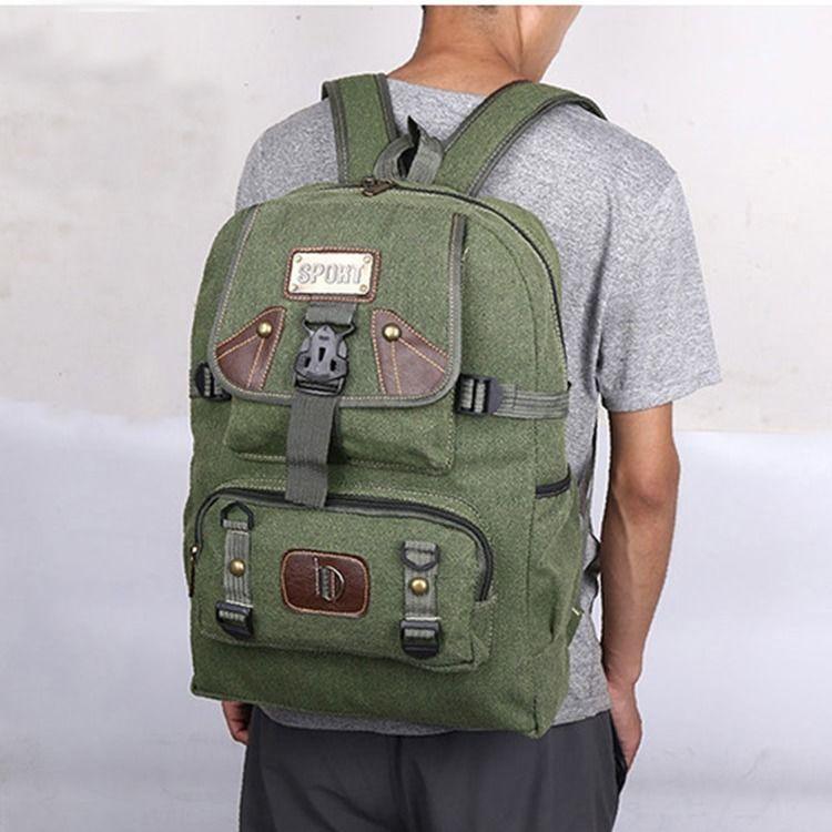 Men's Canvas Backpack with Large Capacity Multifunctional for Outdoor Sports Student Schoolbag Women's Travel Backpack