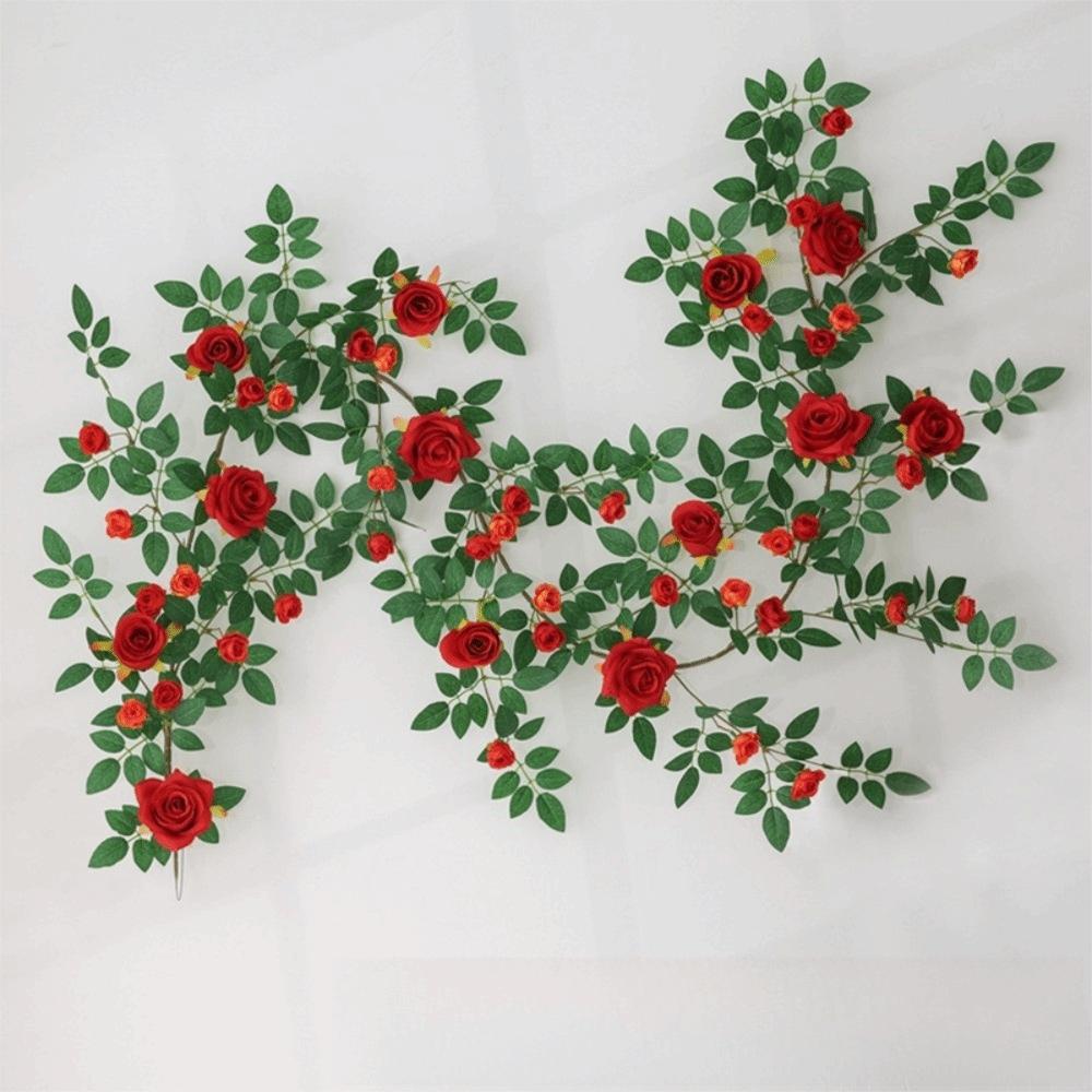 190cm Artificial Rose Vine Rattan Vine Hanging Rose Realistic Silk Flowers Rattan  Outdoor