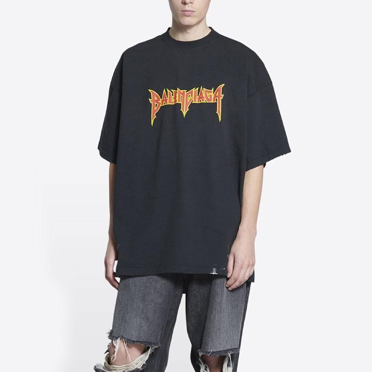 Balenciaga Metallica Short Sleeve T-Shirt Oversized Fit 'Black Orange' Unisex 694576TMV881055