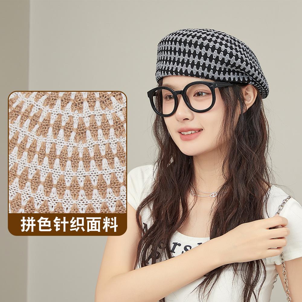 Summer Female Beret Painter's Hat Korean Pattern Trendy Knitted Breathable Tourist Beret